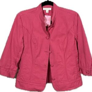 Coldwater Creek Hot Pink Blazer Size 10 Cropped Button Front Statement Jacket